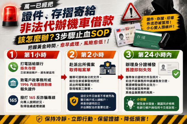 已經把證件、存摺寄給非法代辦機車借款,3步驟機車借款風險止血SOP